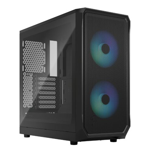"Fractal Design Focus 2 RGB (Black TG) Gaming Case w/ Clear Glass Window