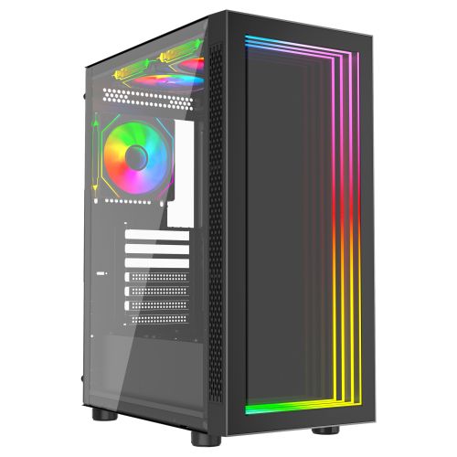 "Vida Apeiron Black ARGB Gaming Case w/ Glass Side & Infinity Effect Front