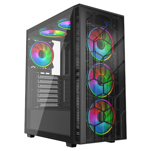 "Vida Sirocco V2 Black ARGB Gaming Case w/ Glass Window