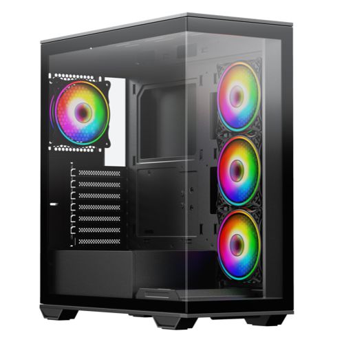 "Vida Solus Black ARGB Gaming Case w/ Glass Side & Front