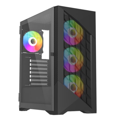 "Vida Typhoon Black ARGB Gaming Case w/ Glass Window