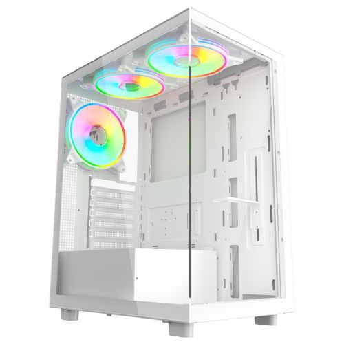 "Vida Vetro White ARGB Gaming Case w/ Glass Front & Side