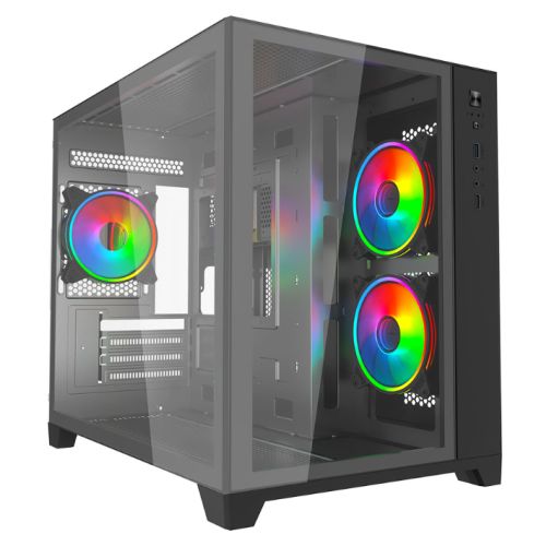 "Vida Akira V2 Black ARGB Gaming Case w/ Glass Front & Side