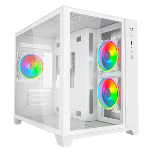 "Vida Akira V2 White ARGB Gaming Case w/ Glass Front & Side
