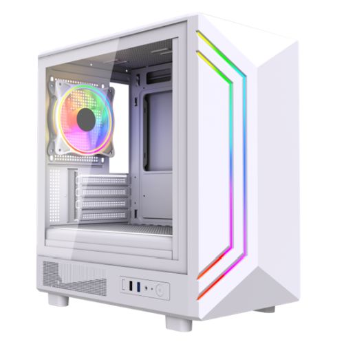 "Vida Apollo M White ARGB Gaming Case w/ Glass Window