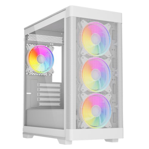 "Vida Zephyr V2 White ARGB Gaming Case w/ Glass Window