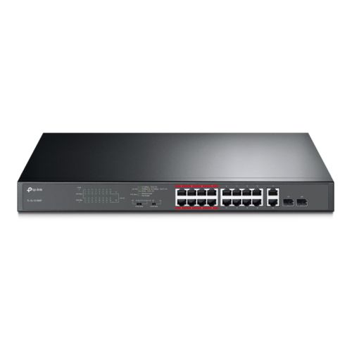 "TP-LINK (TL-SL1218MP) 16-Port 10/100Mbps + 2-Port GB Unmanaged PoE Switch